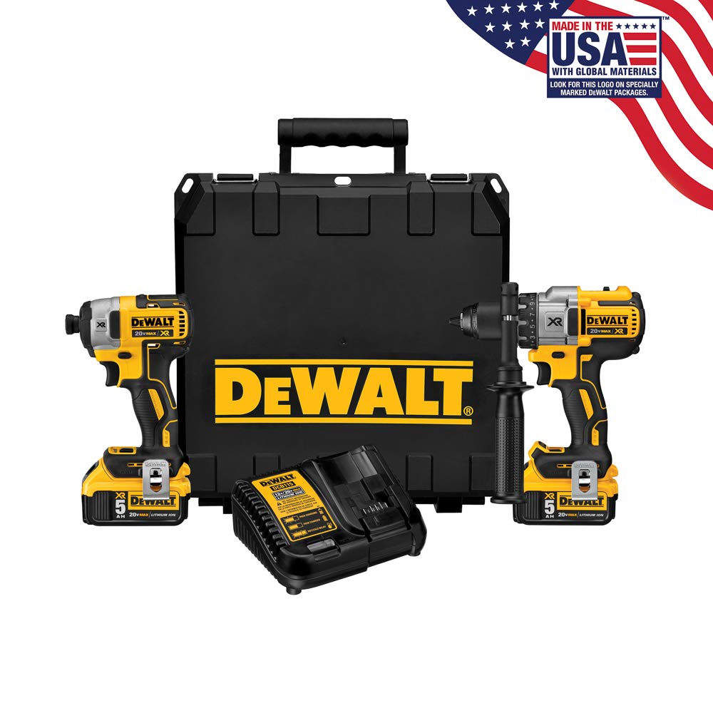 DEWALT DCK299P2 20V MAX XR Lithium Ion Brushless Premium Hammerdrill & Impact Driver Combo Kit, 5 DEWALT DCK299P2 20V MAX XR Lithium Ion Brushless Premium Hammerdrill & Impact Driver Combo Kit, 5.0 Ah